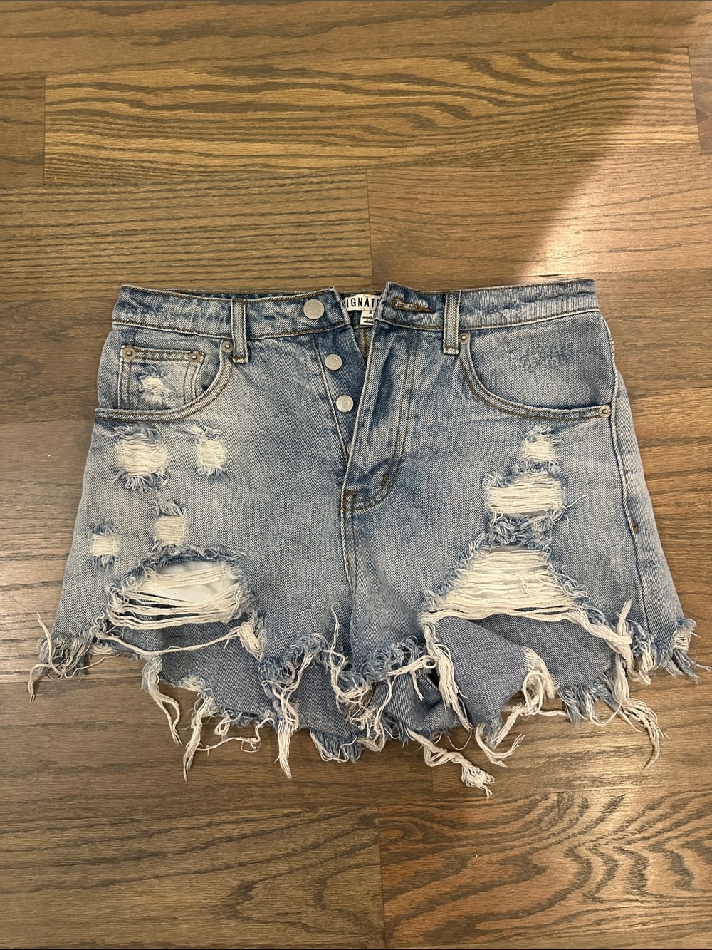 Signature8 Light Blue Distressed Denim Shorts